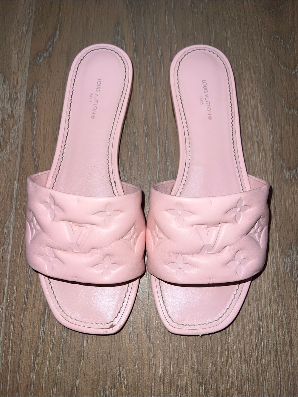 Louis Vuitton Pastel Pink Monogram Quilted Slide Sandals